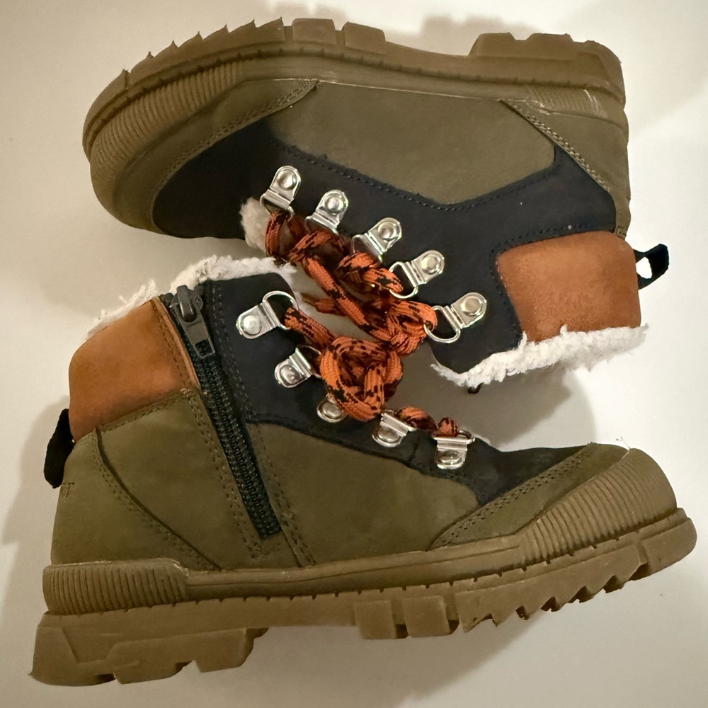 Rockport Kids Olive Green Navy Brown Lace-Up Winter Boots